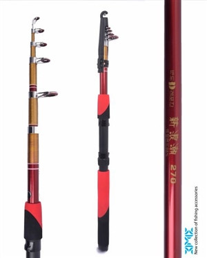 چوب ماهیگیری فایبر گلاس دسته قرمز مشکی 3m3 210