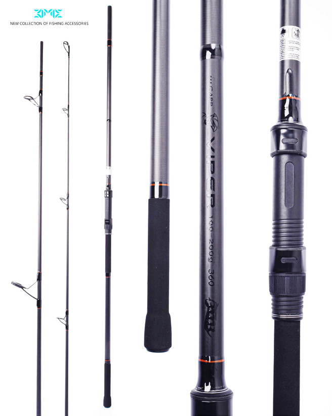 چوب ماهیگیری کارپ سه تکه حلقه 50 فول کربن VIPER 4.5lb 3.90M