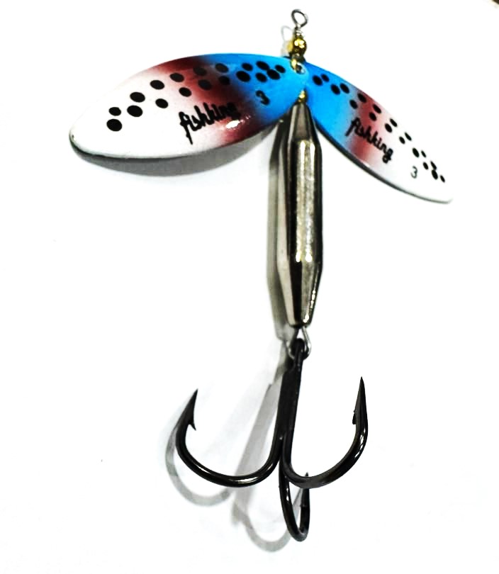 لانسه ماهیگیری دو پلاکه خال مشکی زمینه  آبی صورتی سفید 24 گرم FISH KING