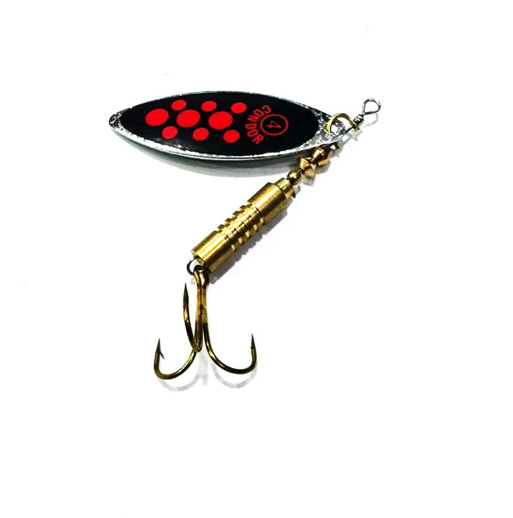 لانسه پلاک پروانه ماهیگیری خال قرمز زمینه مشکی سایز 4 برند CONDOR