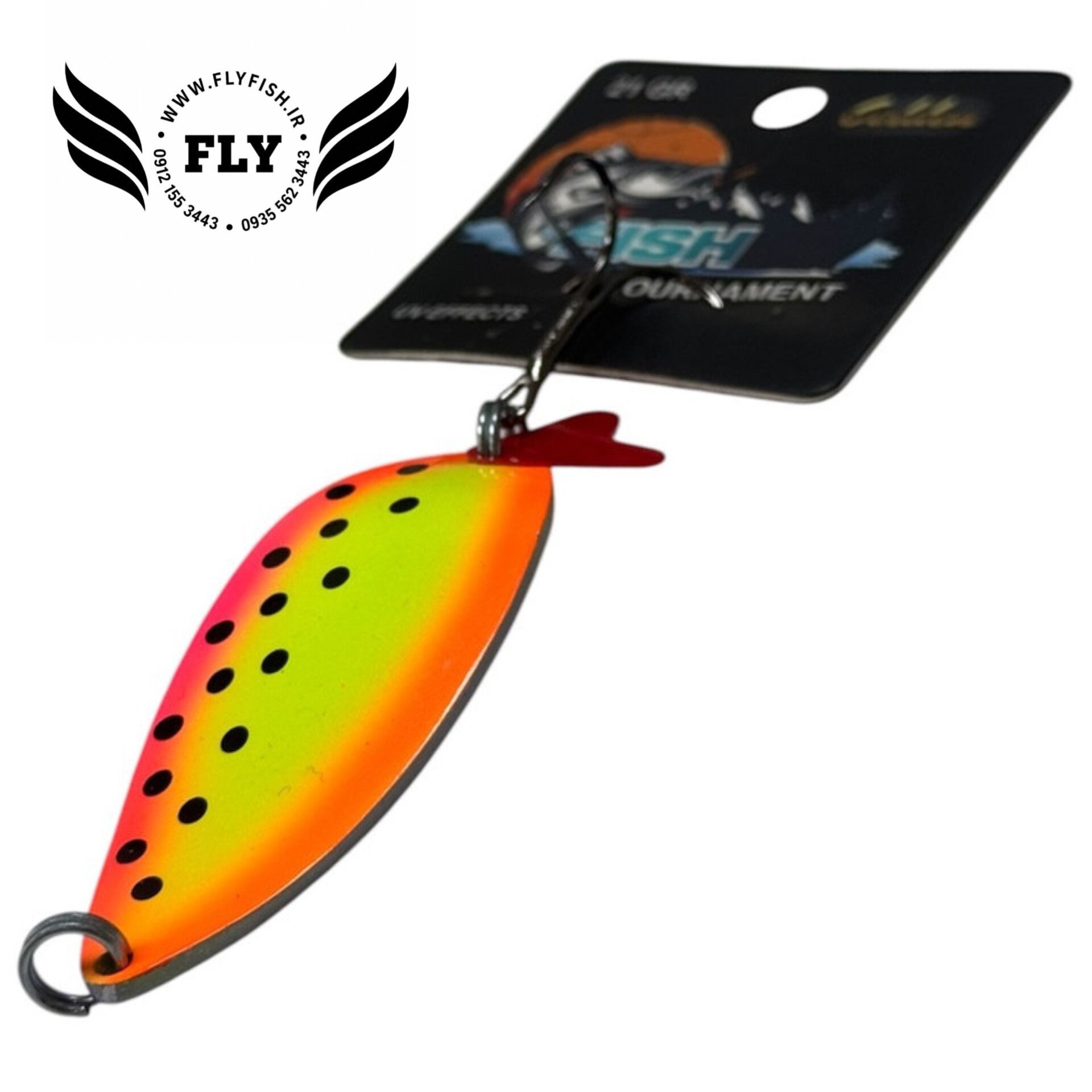 قاشقک ماهیگیری پرچمی خال مشکی 21 گرمی گلدن فیش GOLDEN FISH