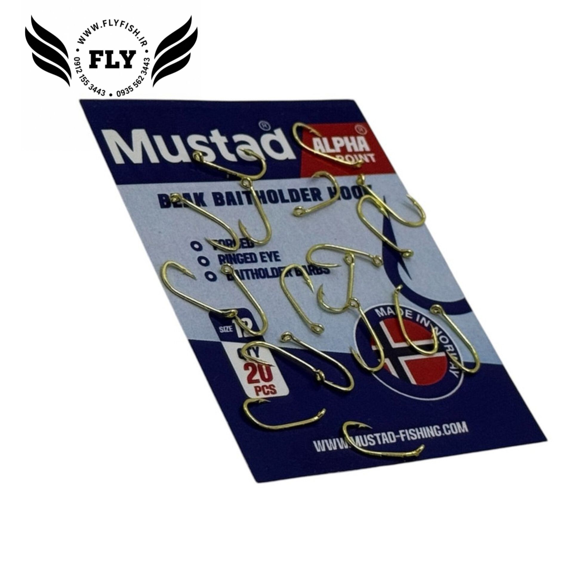 قلاب ماهیگیری طلایی موستاد MUSTAD سایز 12 بسته 20 عددی