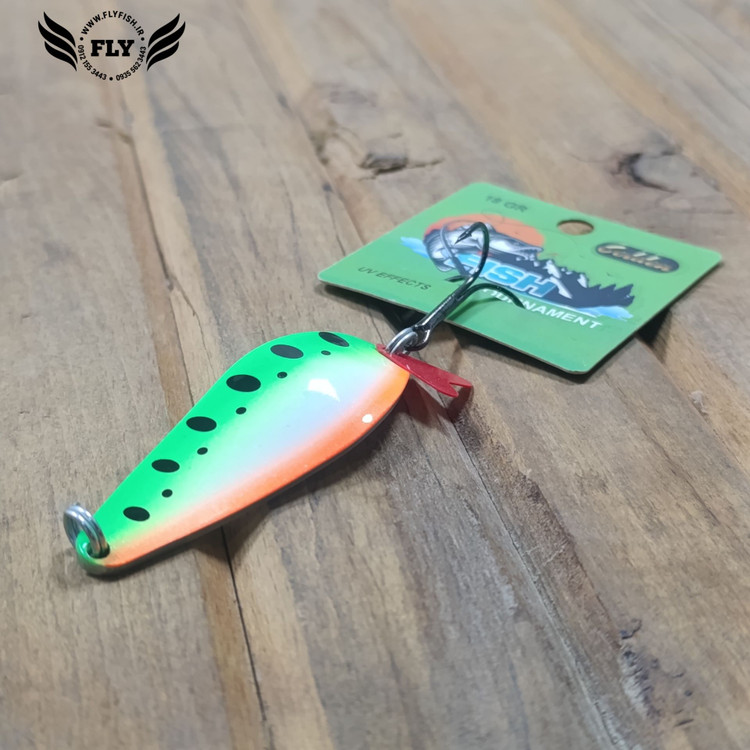 قاشقک ماهیگیری پرچمی خال مشکی 18 گرمی گلدن فیش GOLDEN FISH