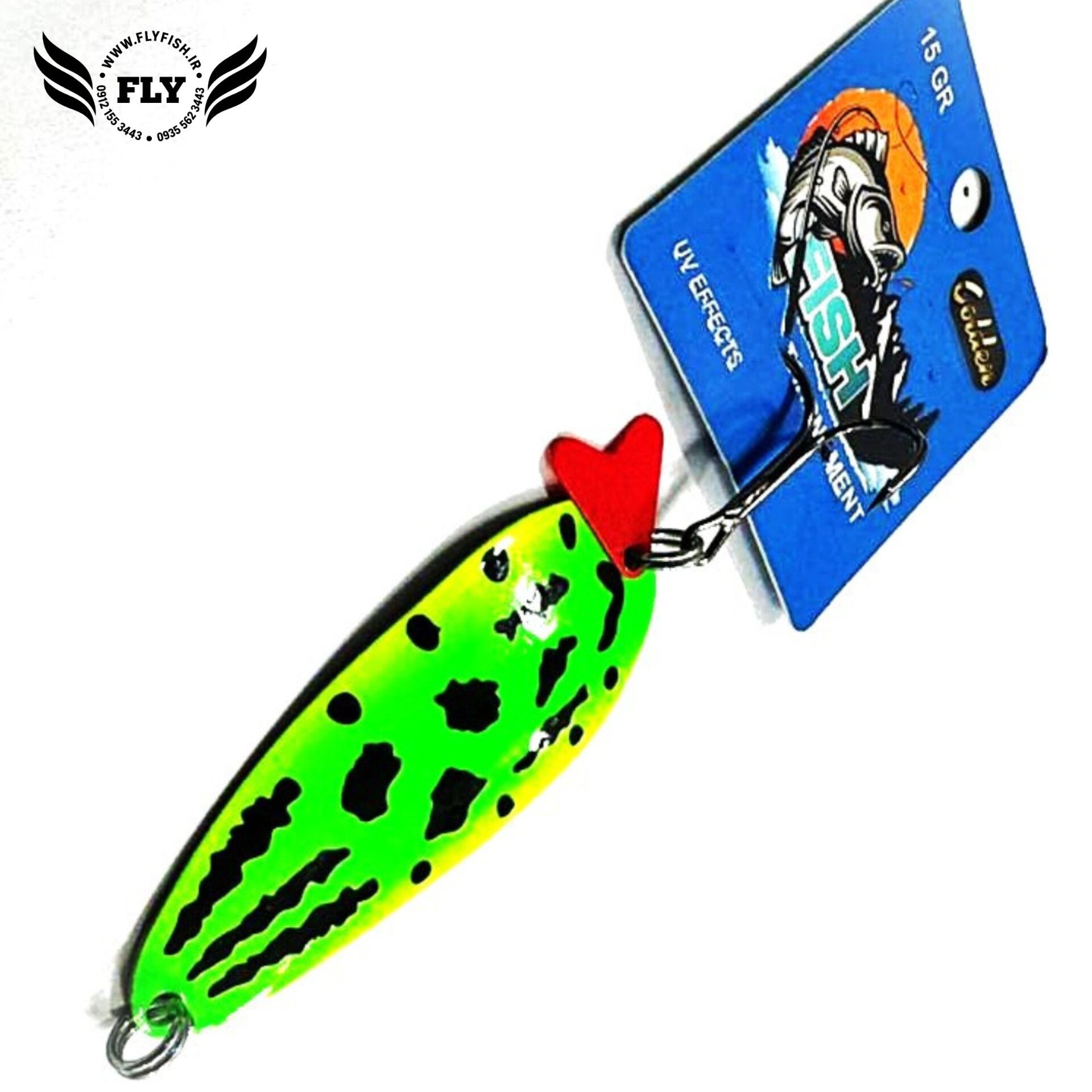 قاشقک ماهیگیری سبز خالدار 15 گرمی گلدن فیش GOLDEN FISH