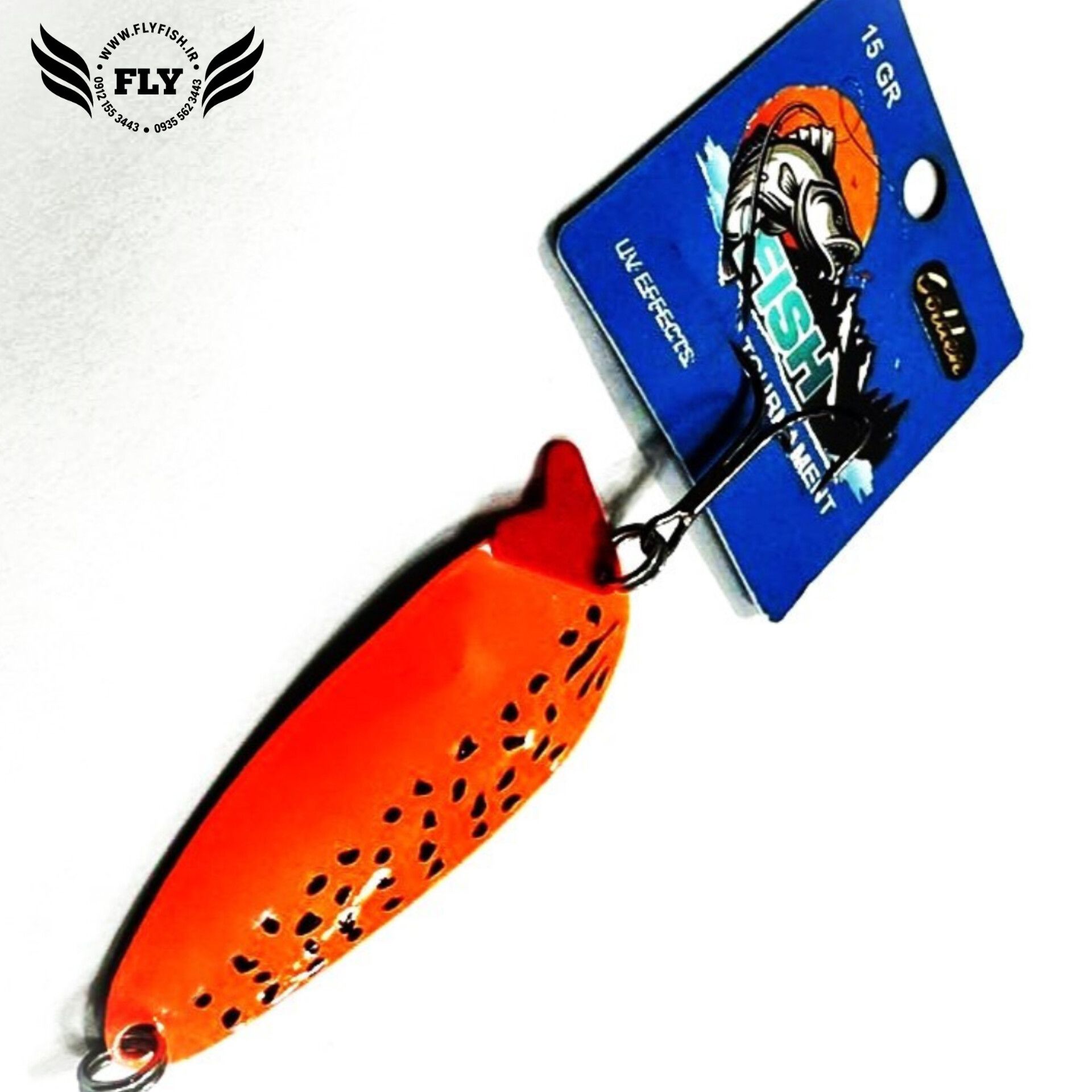 قاشقک ماهیگیری نارنجی خالدار 15 گرمی گلدن فیش GOLDEN FISH