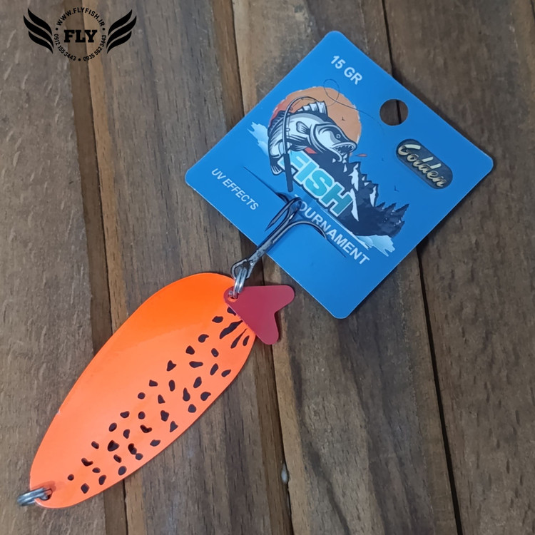 قاشقک ماهیگیری نارنجی خالدار 15 گرمی گلدن فیش GOLDEN FISH