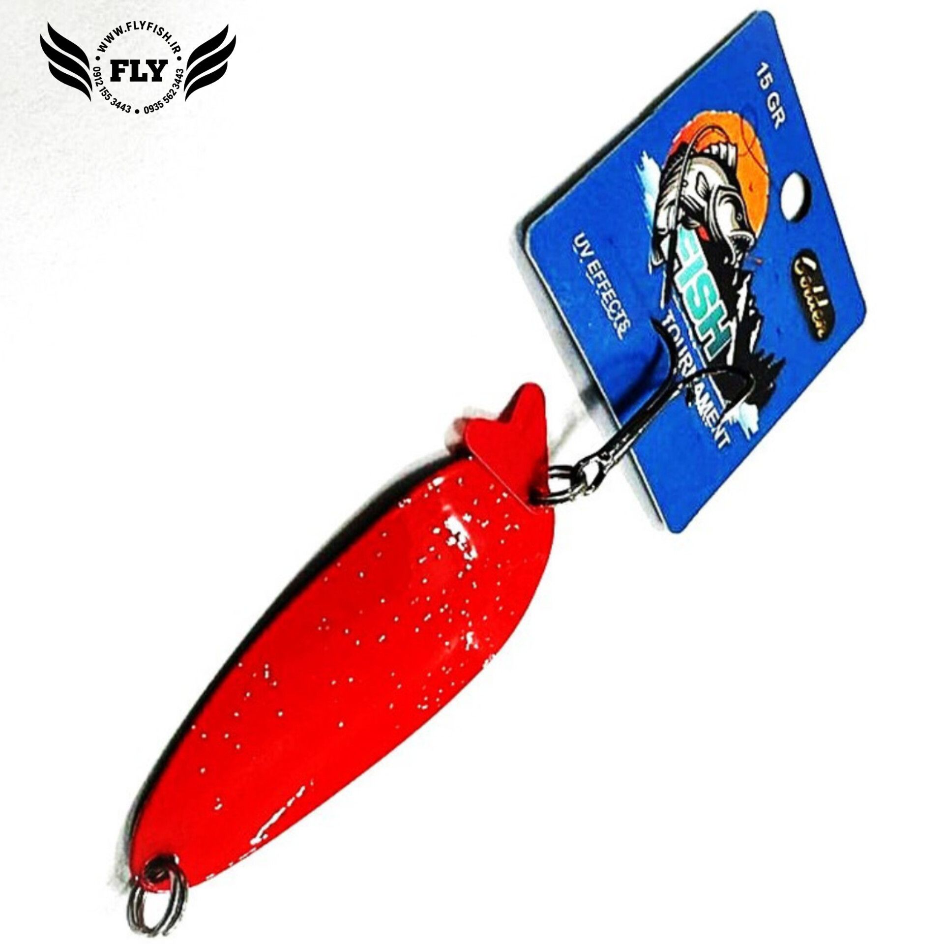 قاشقک ماهیگیری قرمز اکلیلی 15 گرمی گلدن فیش GOLDEN FISH