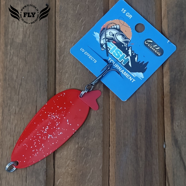 قاشقک ماهیگیری قرمز اکلیلی 15 گرمی گلدن فیش GOLDEN FISH