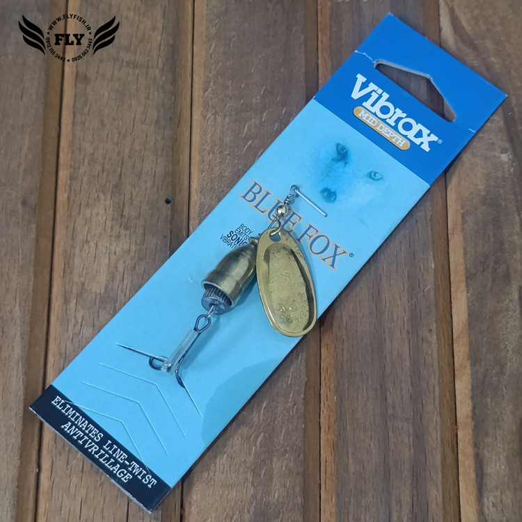 لانسه پلاک پروانه ماهیگیری پروانه blue fox رنگ طلایی سایز 3