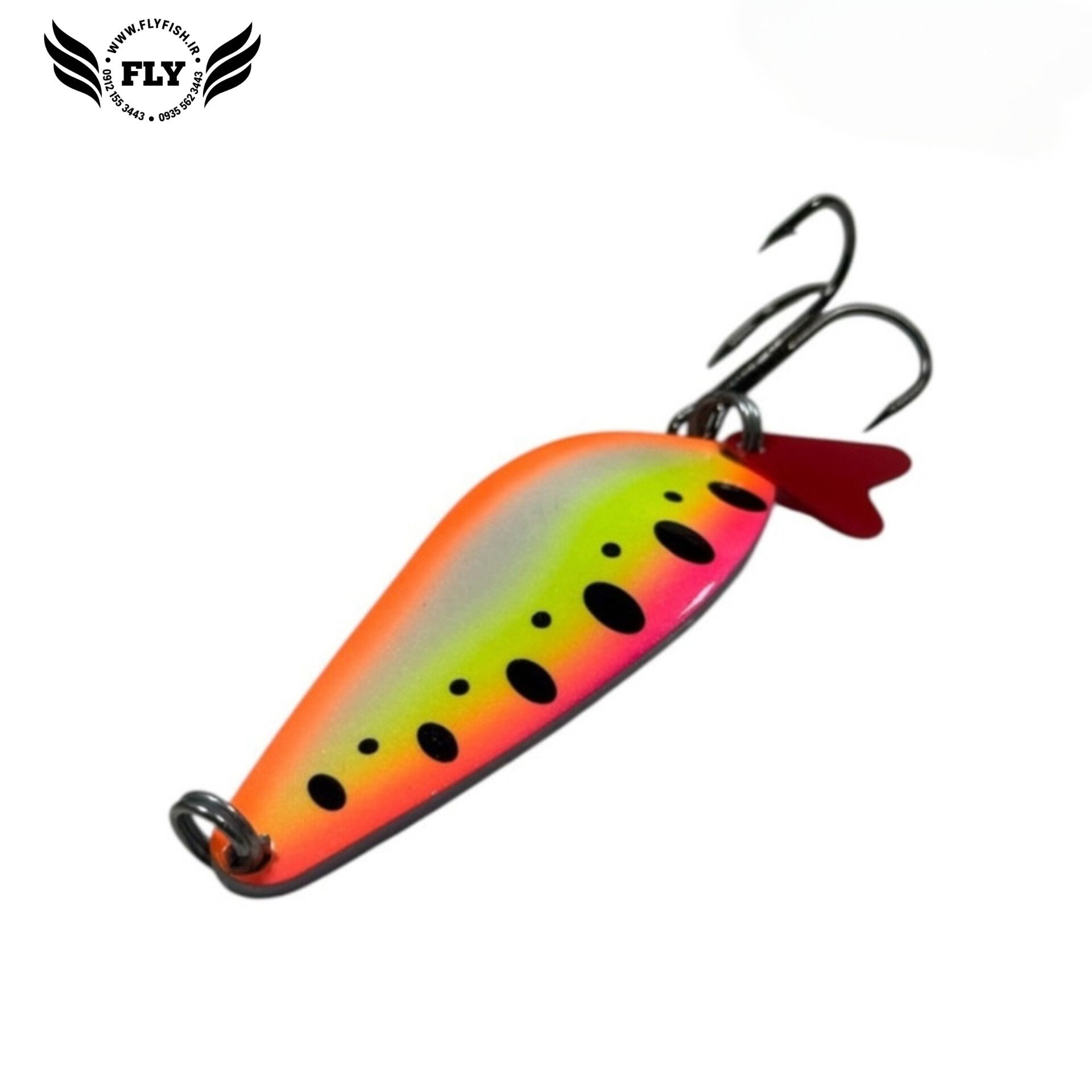 قاشقک ماهیگیری پرچمی خال مشکی 18 گرمی گلدن فیش GOLDEN FISH
