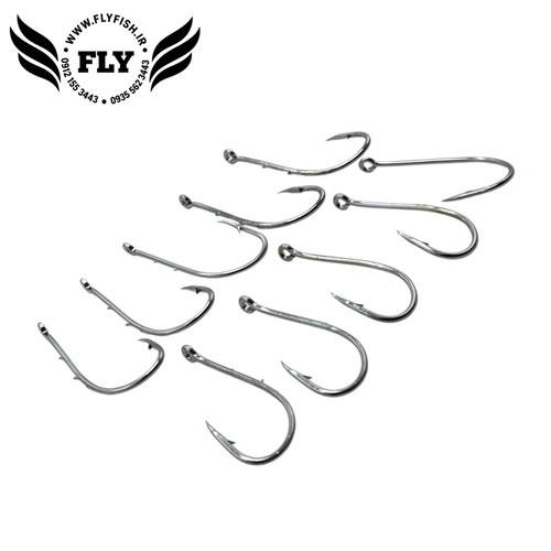 قلاب پایه بلند استیل پشت خاردار بسته 10 عددی برند MUSTAD سایز 0.4