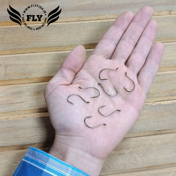 قلاب ماهیگیری یوولا YOUVELLA برنزی سایز 2 بسته 7 عددی ساخت کره