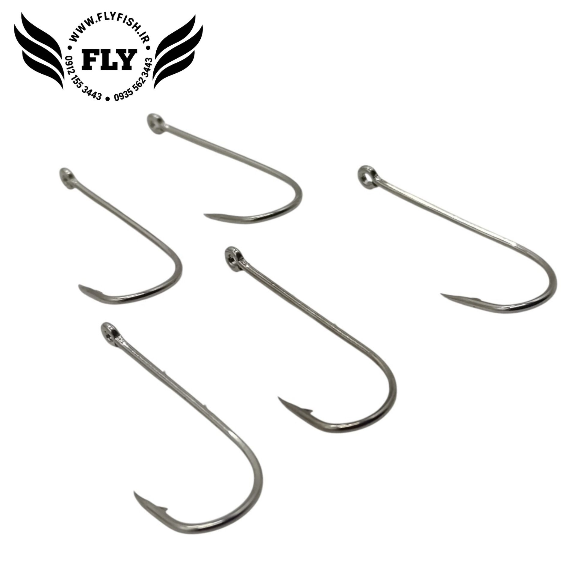 قلاب ماهیگیری پایه بلند استیل پشت خاردار بسته 5 عددی برند MUSTAD سایز 0.5